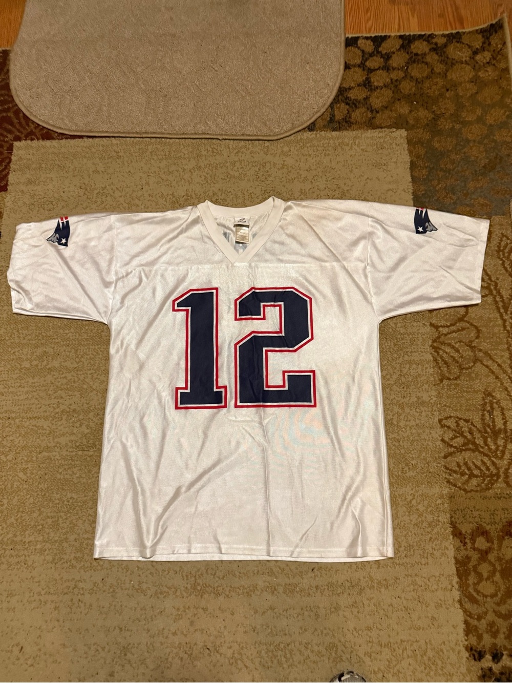 NFL Men's White #12 Football Jersey with Navy and Red Accents